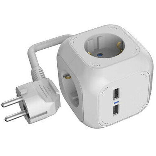 Regleta Hepoluz 4 Tomas Cubo + 2 Usb