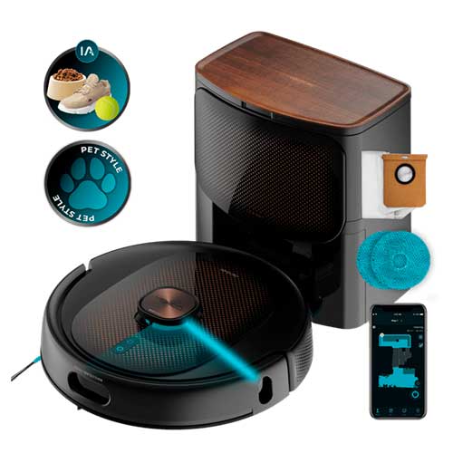 Robot Aspirador 4en1 Cecotec CE100841 Conga 10090 AI Spin Revolution Ultra Power Home Lifestyle IA Láser Base Autovaciado