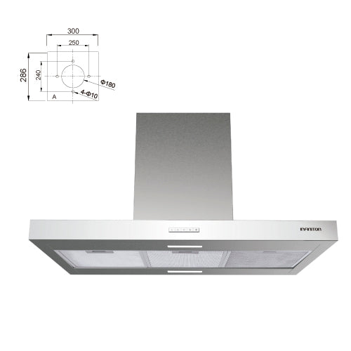 Campana 90cm decorativa Infiniton CMPTISH99X 800m3h inox