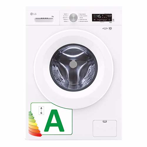 Lavadora 8 kg 1400rpm LG F4X1008NWH Vapor Wifi Blanco Clase A