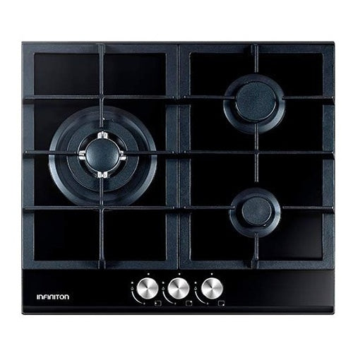 Cristalgas 3 fuegos 60CM Infiniton GG331 gas Natural/Butano Cristal Negro