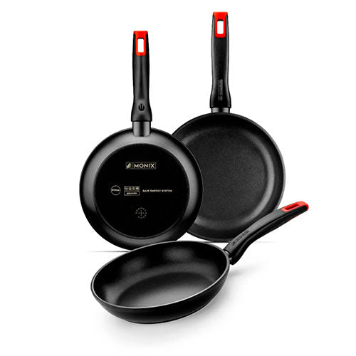 Lote 3 Sartenes 18, 22 y 26 cm Monix Hermanos Torres Negro