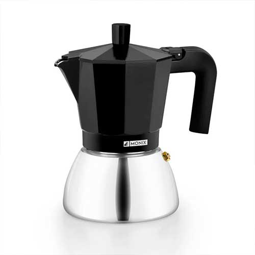 Cafetera 6 Taza Monix Inducción Inox Negro