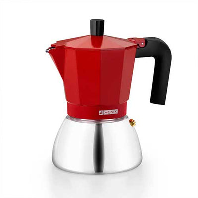 Cafetera 9 Tazas Monix M863109 Inducción Inox Rojo