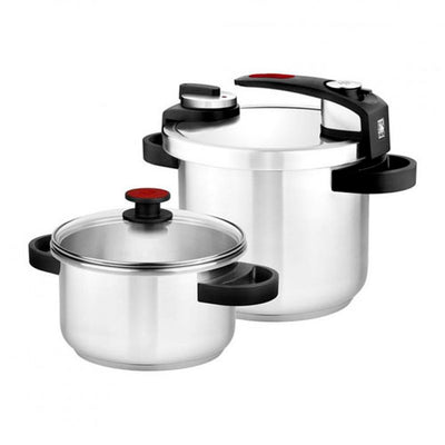 Set Olla Presión rápida 2 piezas Bra Tekna 4+7l cierra fácil