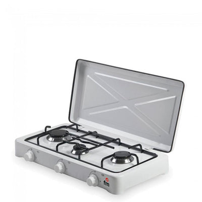 Hornillo de Gas Portátil 3 fuegos FM HG300 Butnao Blanca