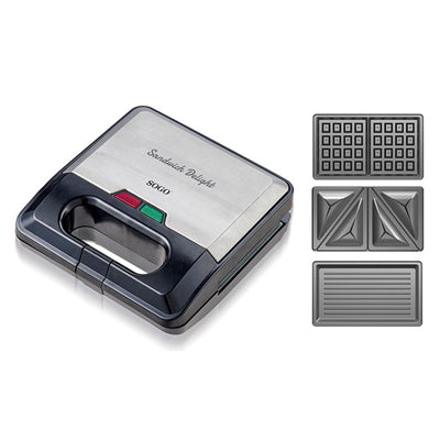 Grill sandwichera gofrera 750W Sogo SS1866 3en1