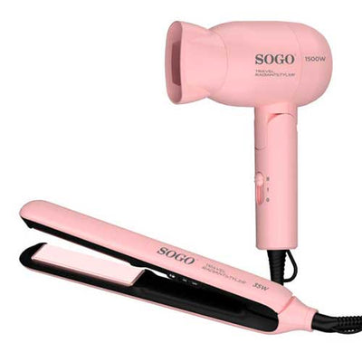 Set Secador Plancha Viaje Sogo SECSS3870 Rosa