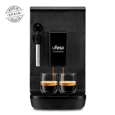 Cafetera Expresso Superautomática Ufesa Sensazione Grano y molido Negra